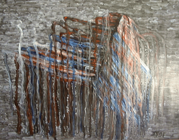 Leaking Stone I,28x22,acrylic on mason.