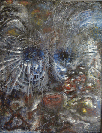 Portrait-Despondency I,28x22,acrylic on mason.