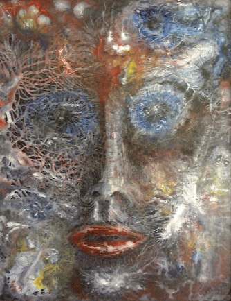 Portrait-Despondency II,28x22,acrylic on mason.