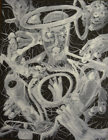 Saint M,28x22,gesso on canvas